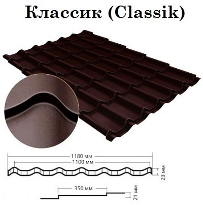 металлочерепица гранд лайн классик размеры